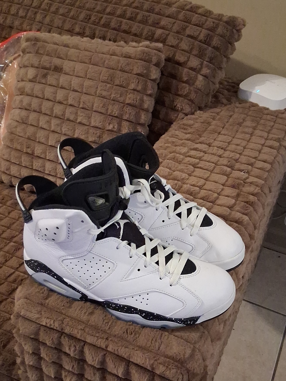 Jordan White and Black High-Top Basketball Sneakers